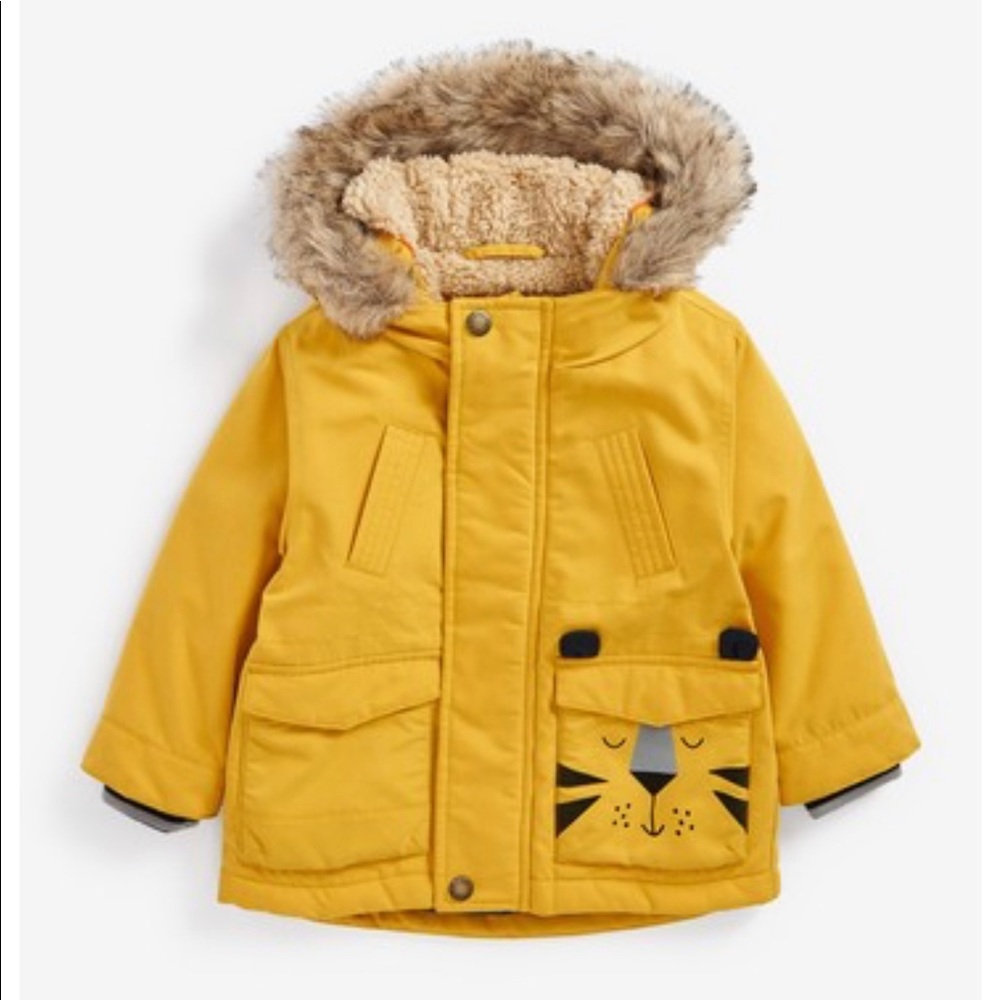 NWOT Next UK Heavyweight Parka Coat for Baby - Yellow, 9-12 mo